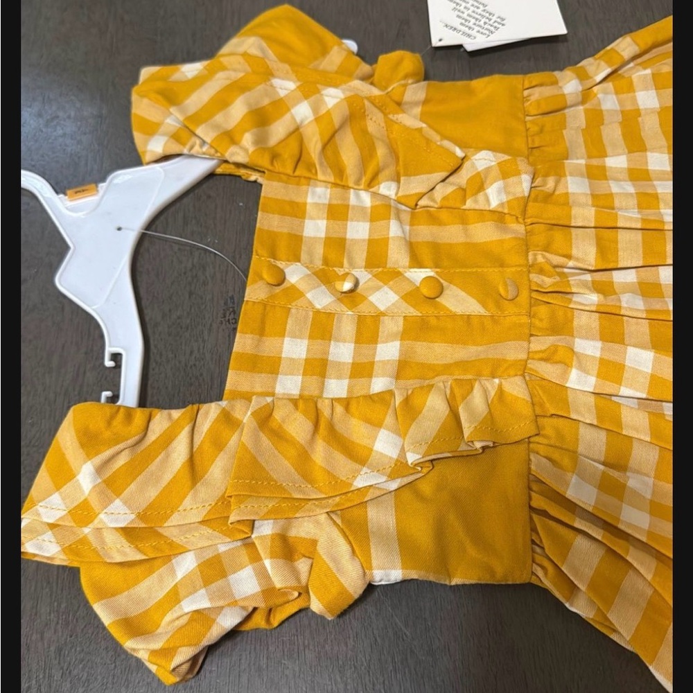Yellow Gingham Ruffle Dress